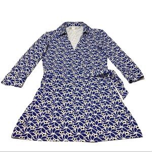 Diane Von Furnstenburg Blue And White Celeste 3/4 Sleeve Romper Size 0